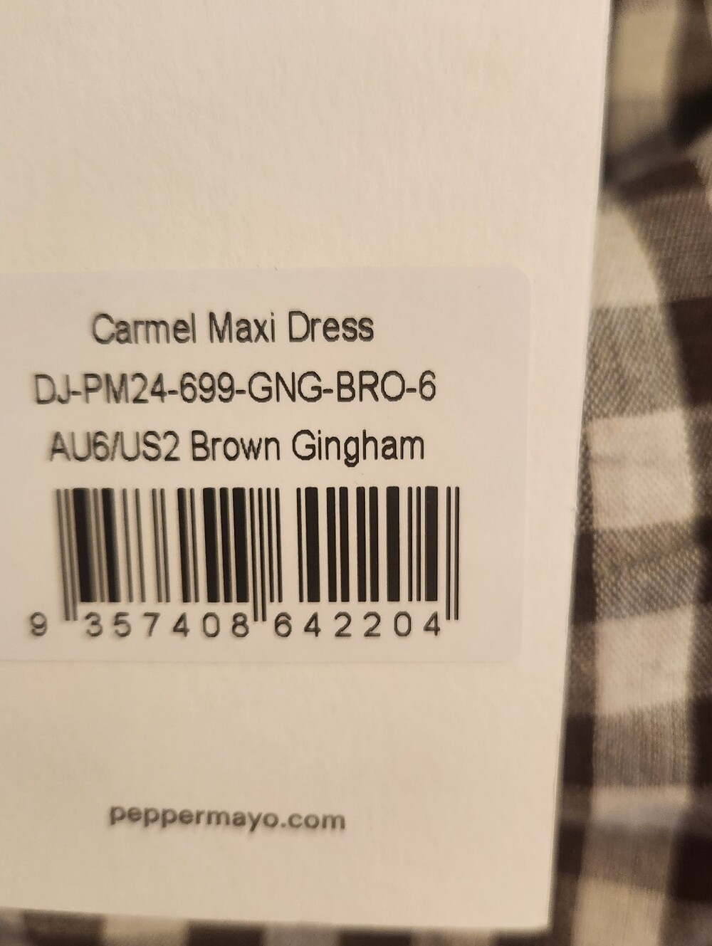 Strapless Brown Gingham Maxi Skirt - Picture 3 of 6